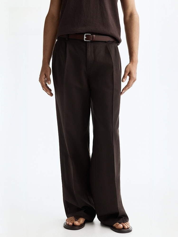 Linen Pant Wide - H&M Men's Loose Linen Blend Casual