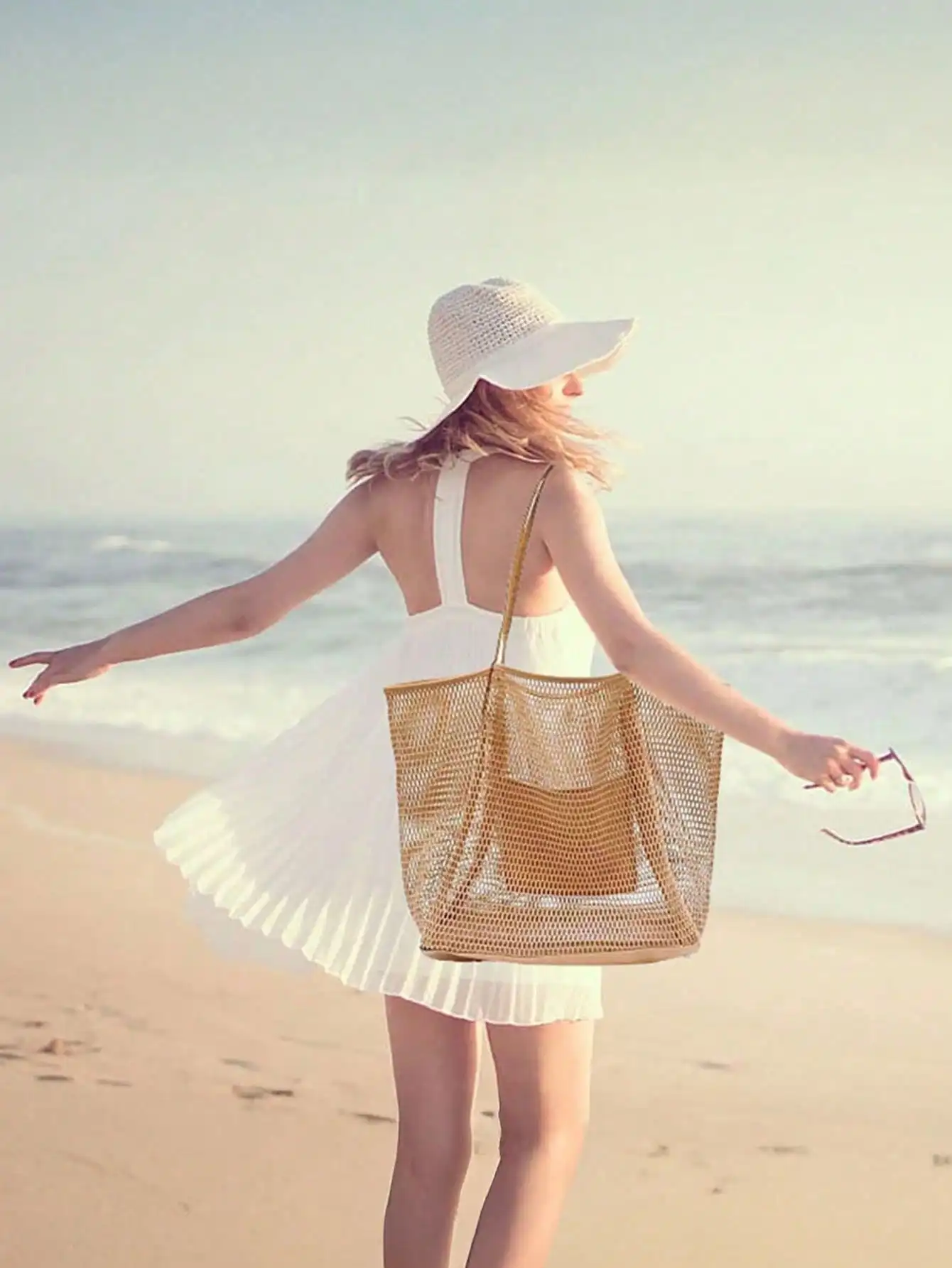 Tote Bag Beach - 1pc Mesh Beach Tote Bag, Outdoor