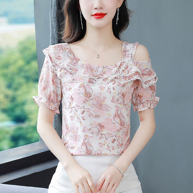 Romper Floral Print - High-end Chiffon Short-sleeved Women's New Printed