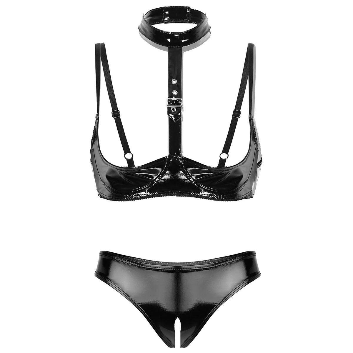 Womens Patent Leather Lingerie - Bralette Triangle Set reseña y precio