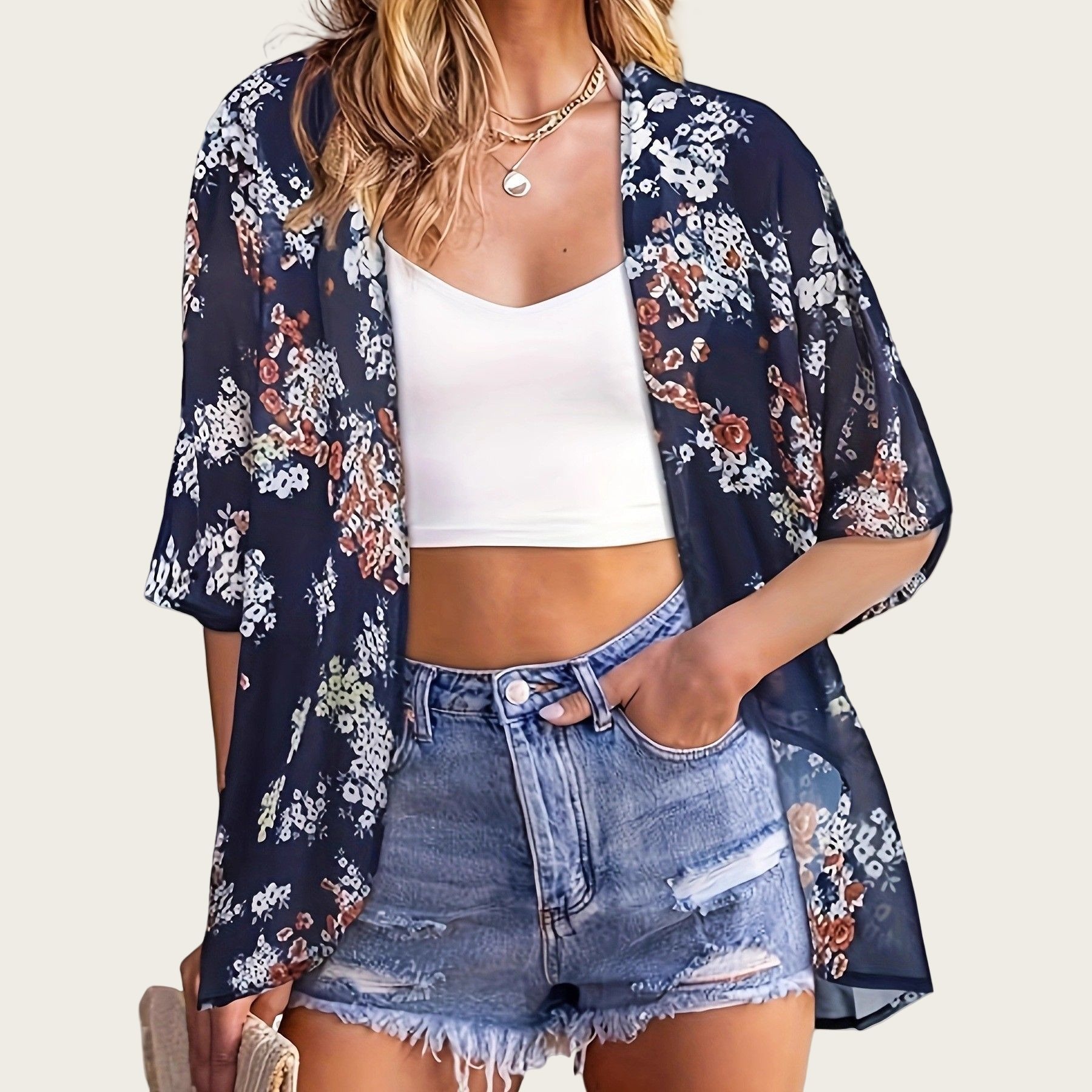 Swimsuit Woman 2025 Kimono Car - Kimono Sheer Floral reseña y precio