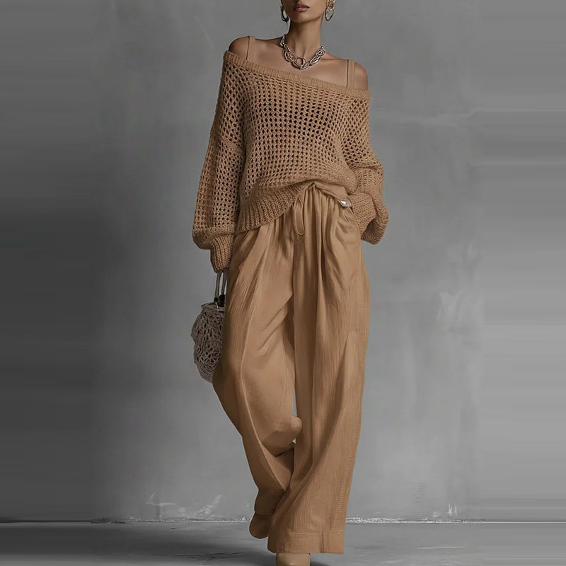 Fashion Solid One Shoulder Lon - Linen Pant Wide reseña y precio