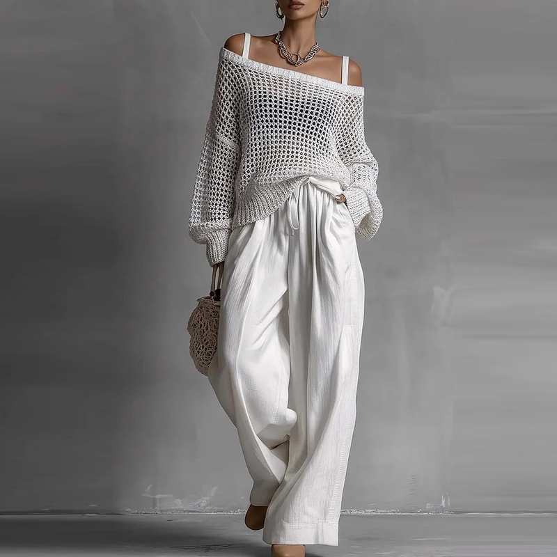 Fashion Solid One Shoulder Lon - Linen Pant Wide reseña y precio