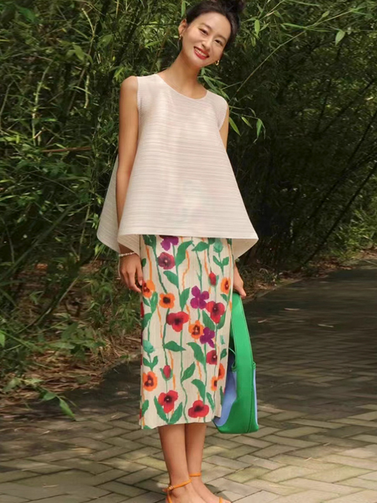  Floral Print Slimming Comfort - Midi Skirt Floral reseña y precio