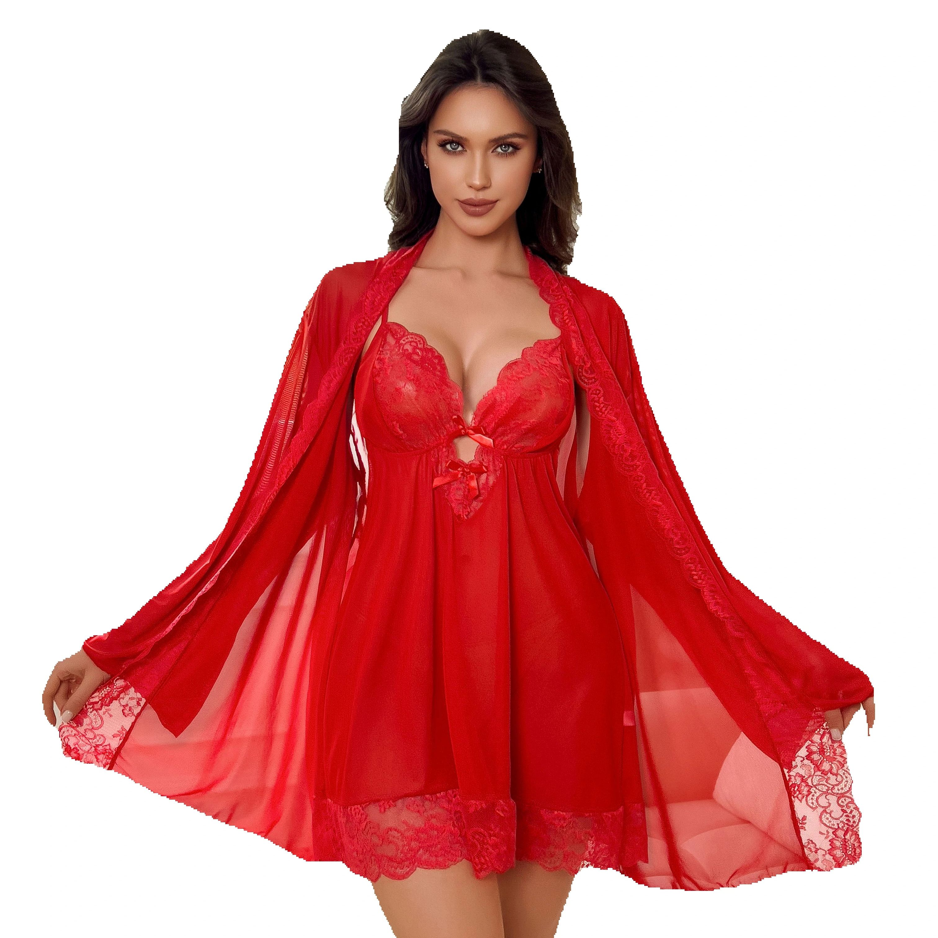 Plus Size Women Sexy Red Sheer - Kimono Sheer Floral reseña y precio