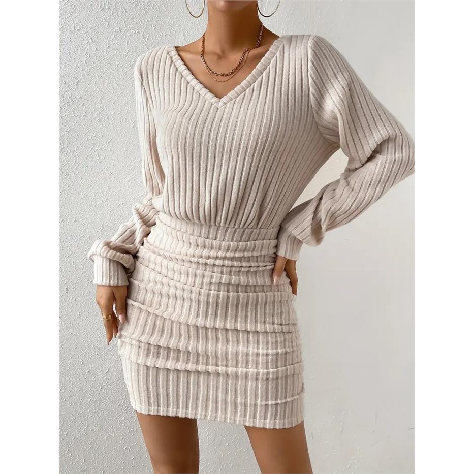Women's Long Sleeve V-Neck Fle - Linen Dress Wrap reseña y precio