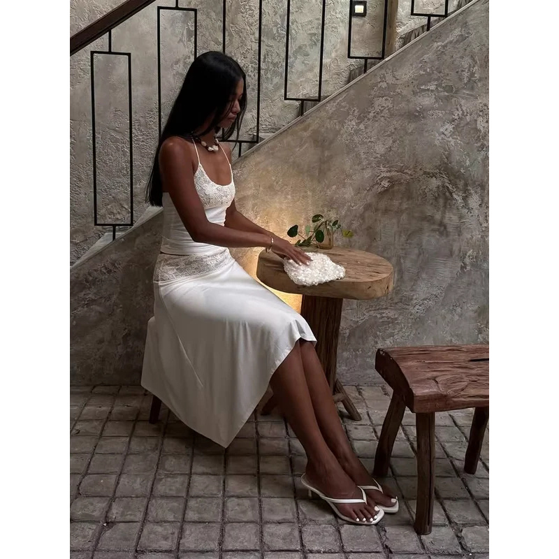 Sexy Lace Patchwork Sling Top  - Maxi Dress Halter reseña y precio