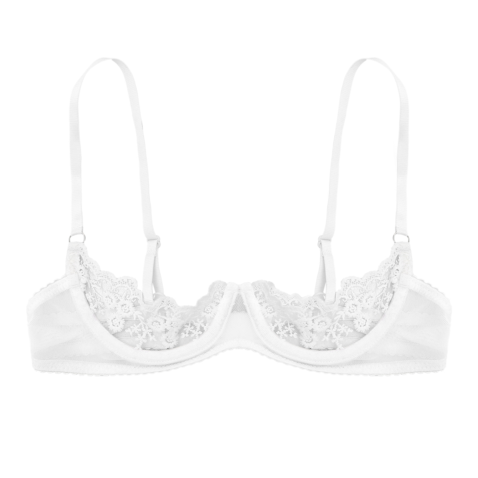 Women's Floral Lace Quarter Cu - Bralette Triangle Set reseña y precio