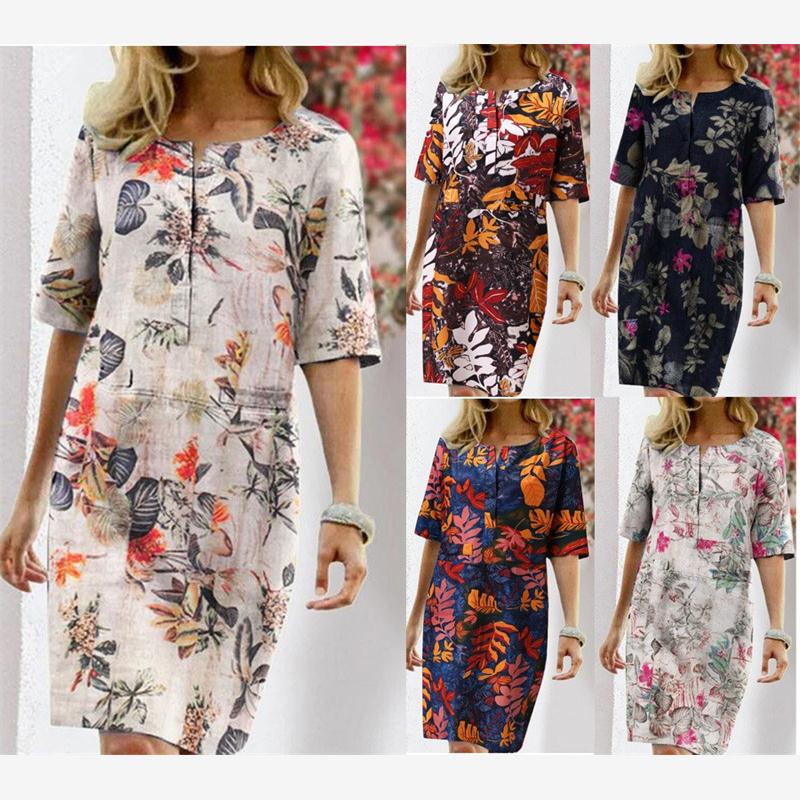 Summer Cotton Linen Printed Wo - Linen Dress Wrap reseña y precio