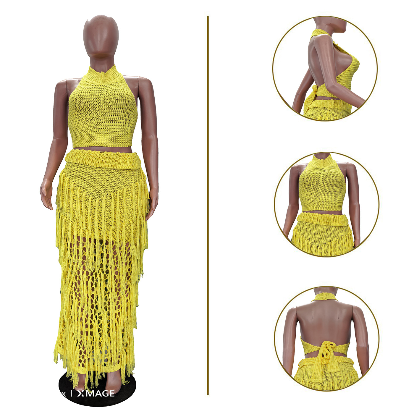 Crochet Knit Maxi Dress 2 Piec - Maxi Dress Halter reseña y precio