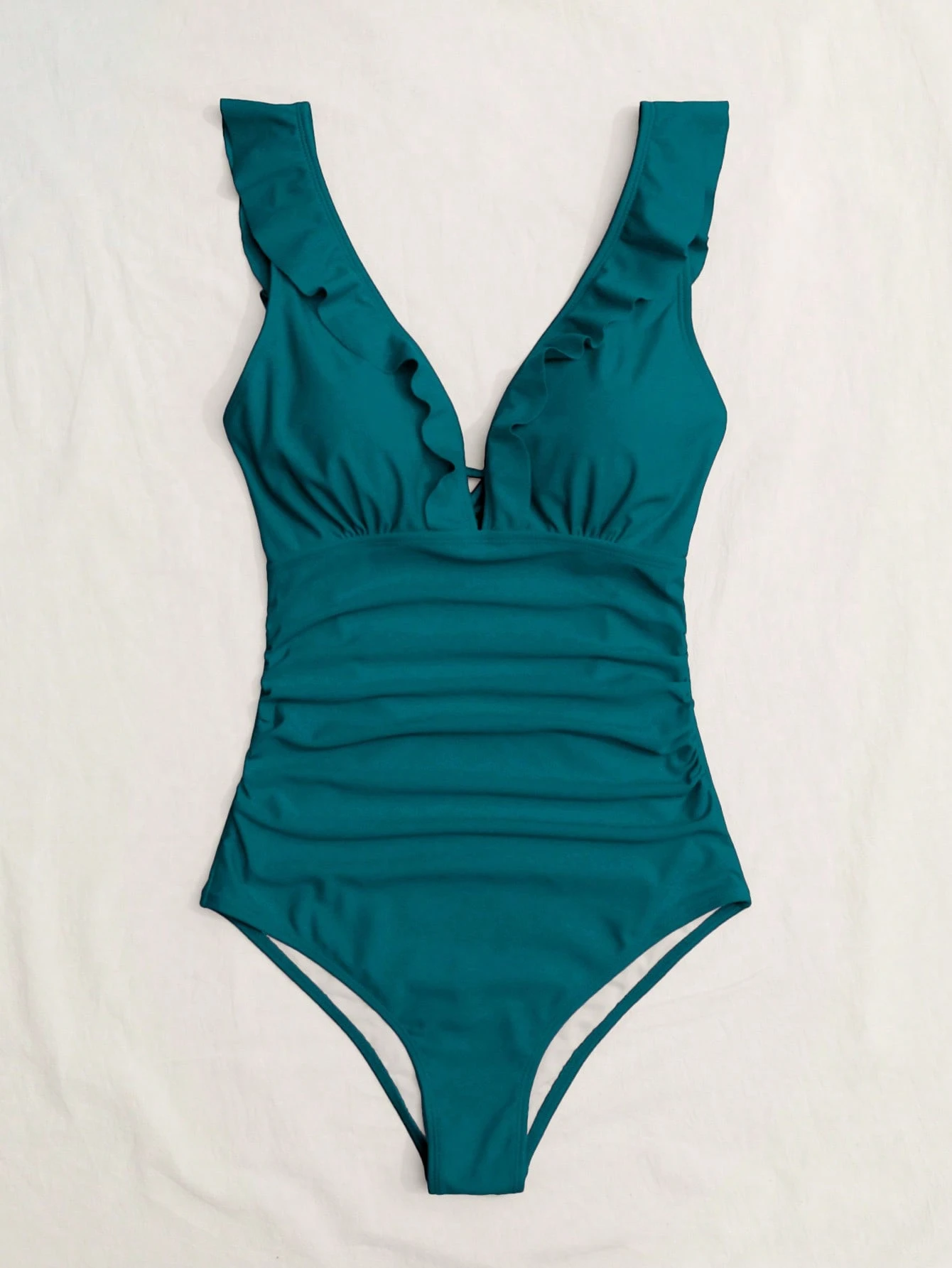 Women Solid Color Ruched One P - Swimsuit Bikini Ruched reseña y precio