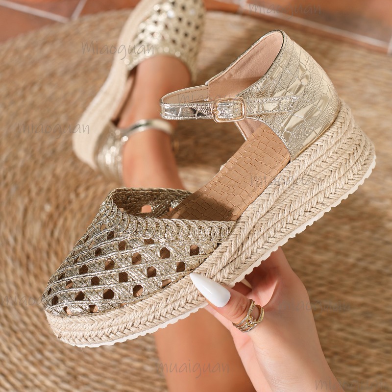 Boho Women's Hollow Out Woven  - Wedge Espadrille Women reseña y precio