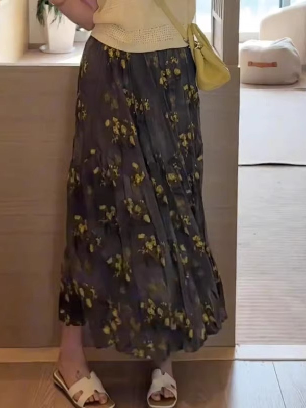 Floral Print A-Line Midi Skirt - Midi Skirt Floral reseña y precio