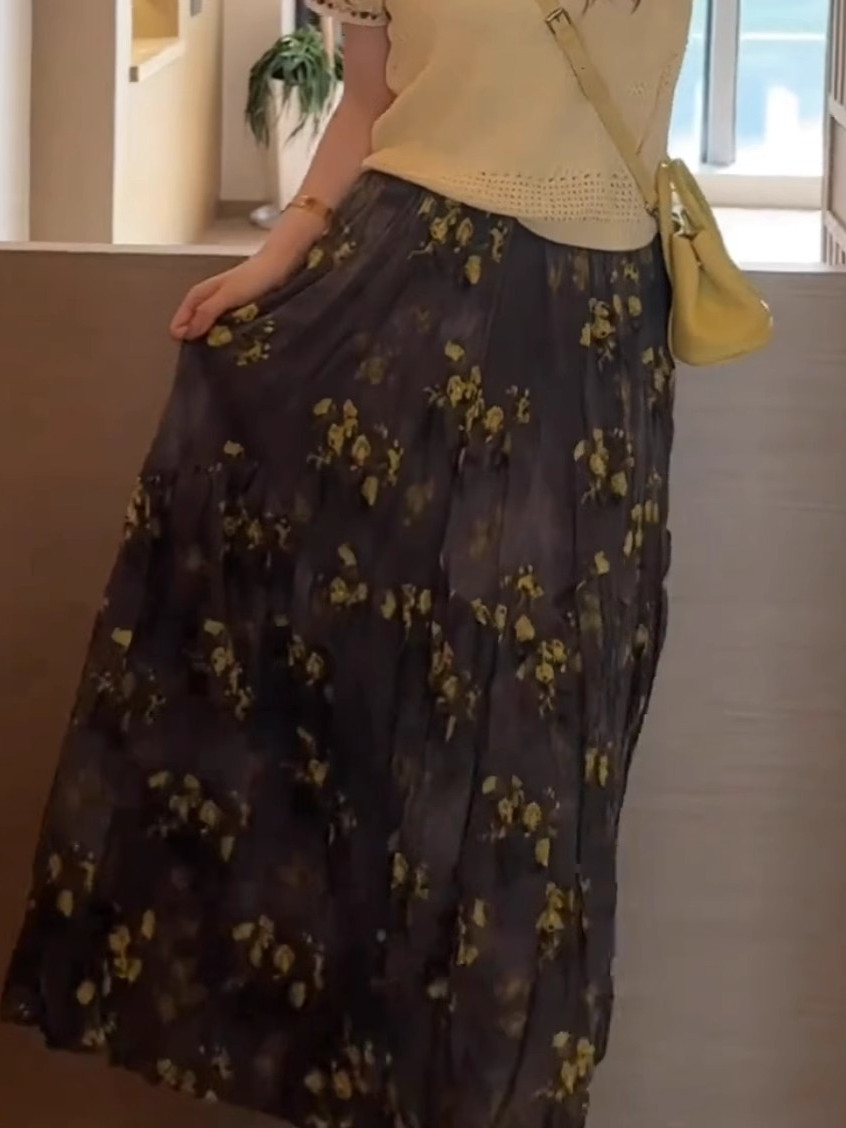 Floral Print A-Line Midi Skirt - Midi Skirt Floral reseña y precio