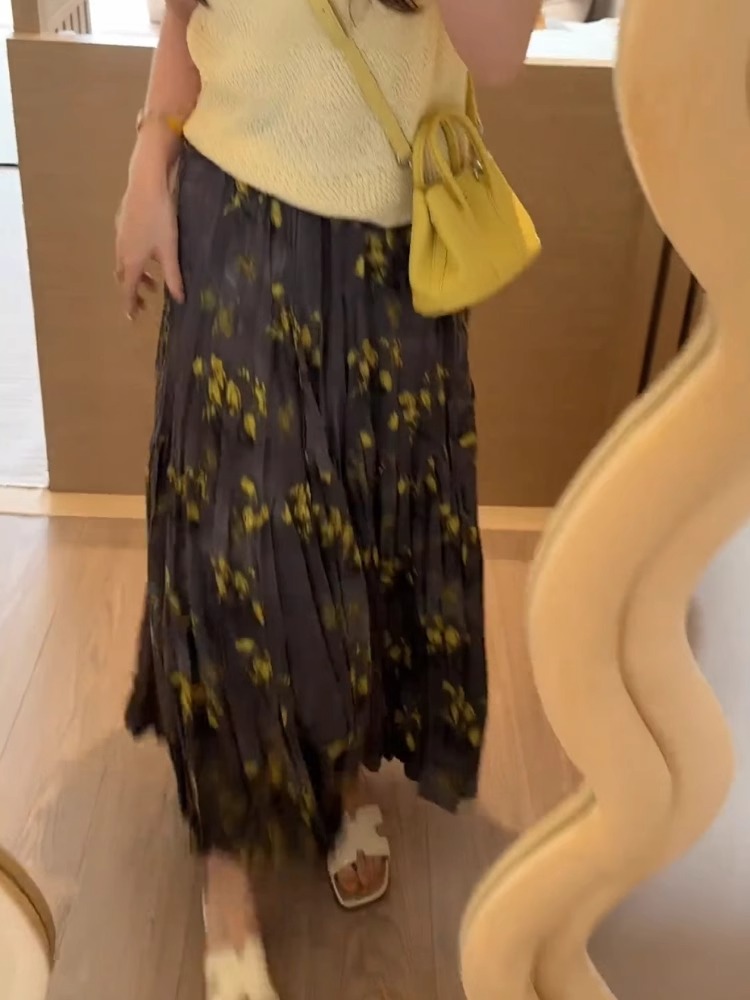 Floral Print A-Line Midi Skirt - Midi Skirt Floral reseña y precio