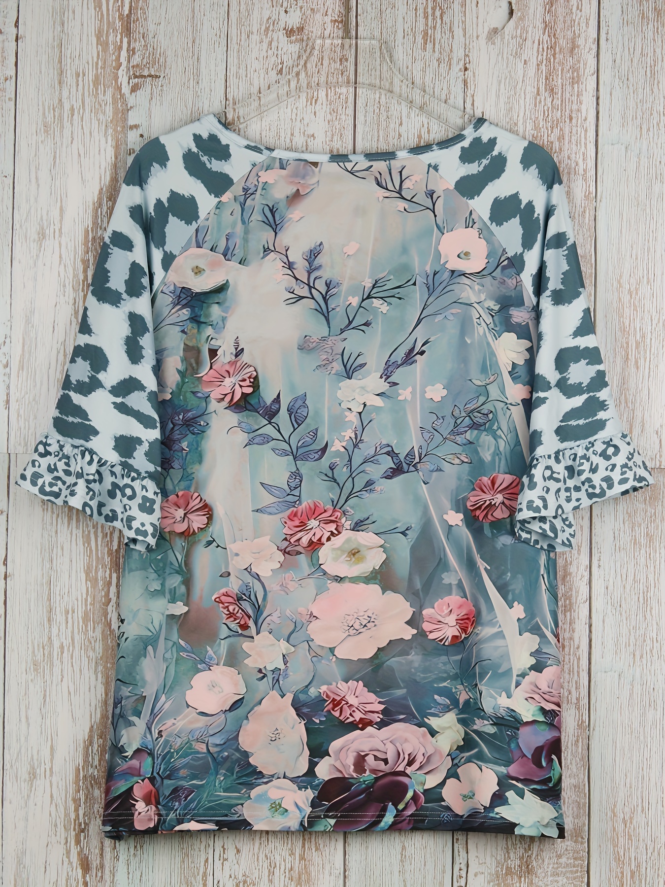 Plus Size Floral Print T-Shirt - Romper Floral Print reseña y precio