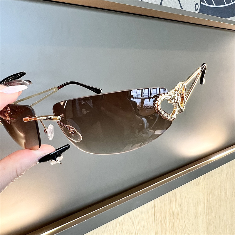 New Oval Cat Eye Frameless Mer - Sunglasses Cat Eye reseña y precio