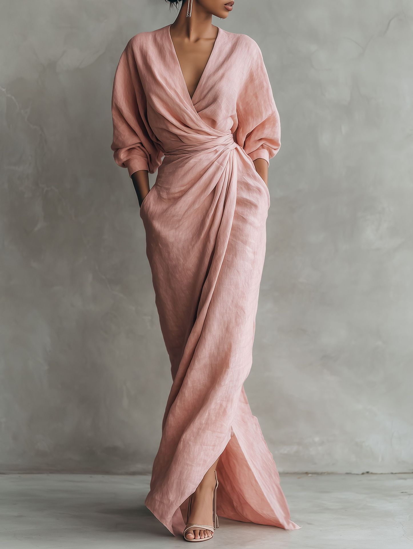 Women Linen Blend Wrap Maxi Dr - Linen Dress Wrap reseña y precio