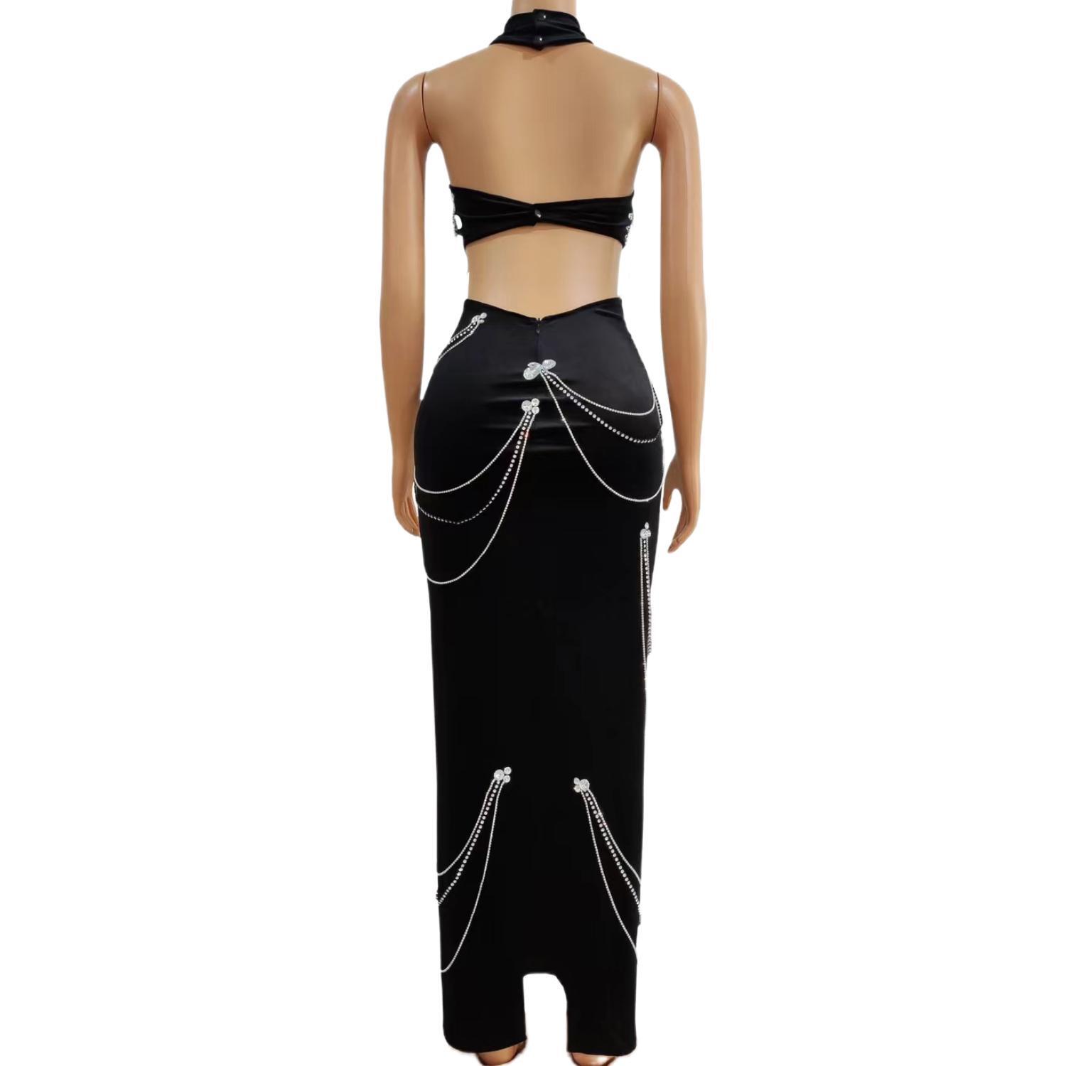Zuanlianhei Luxury Black Velve - Maxi Dress Halter reseña y precio
