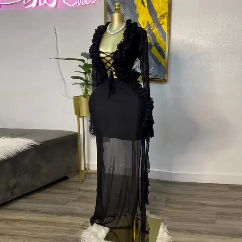 Fashion Women Set Mesh Full Sl - Crop Top Crochet reseña y precio