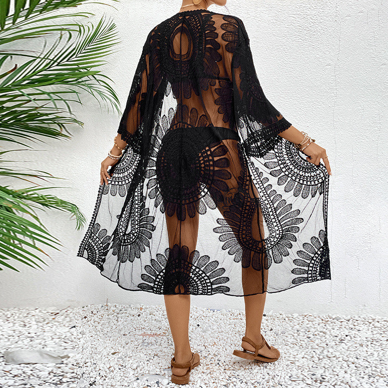 Lace Embroidered Lightweight K - Kimono Sheer Floral reseña y precio
