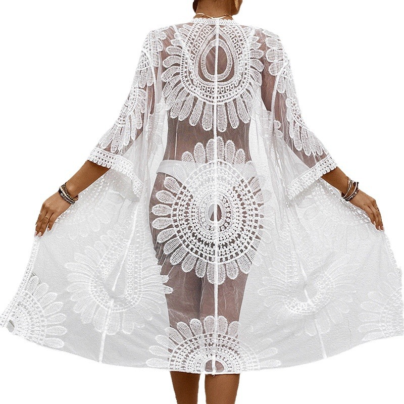 Lace Embroidered Lightweight K - Kimono Sheer Floral reseña y precio