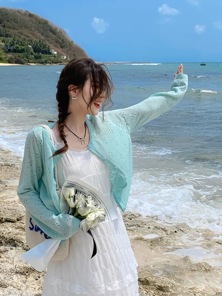 Summer Mint Green Thin Knitted - Cover Up Kaftan reseña y precio
