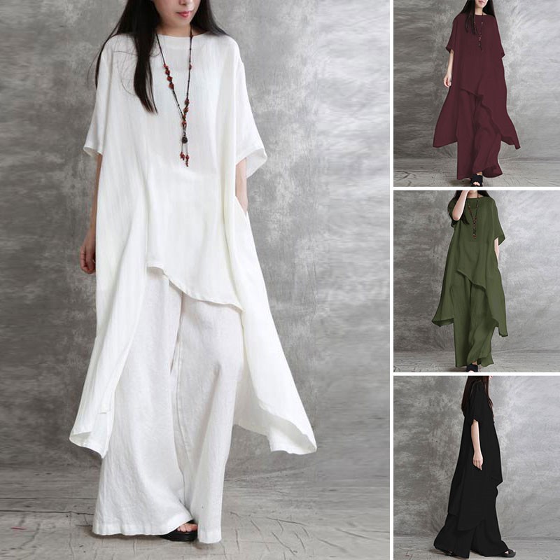 Women's Cotton Linen 2-piece S - Linen Pant Wide reseña y precio