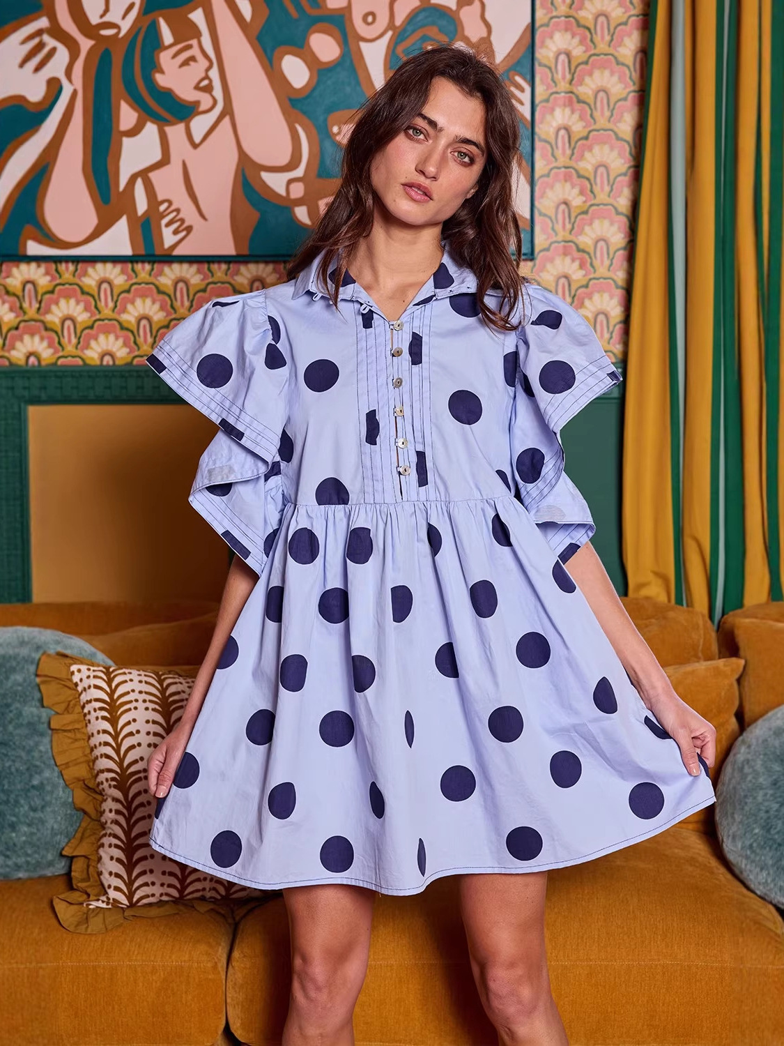 Spring Summer Polka Dot Print  - Blouse Off Shoulder reseña y precio