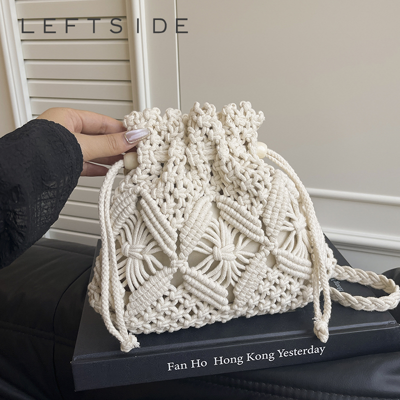 LEFTSIDE Weave Small Shoulder  - Crochet Bag Raffia reseña y precio