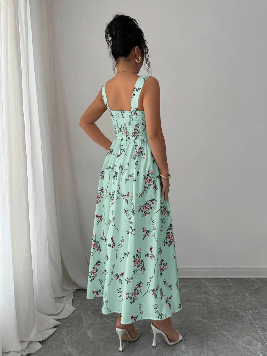 Mint Green Floral Midi Dress W - Midi Skirt Floral reseña y precio