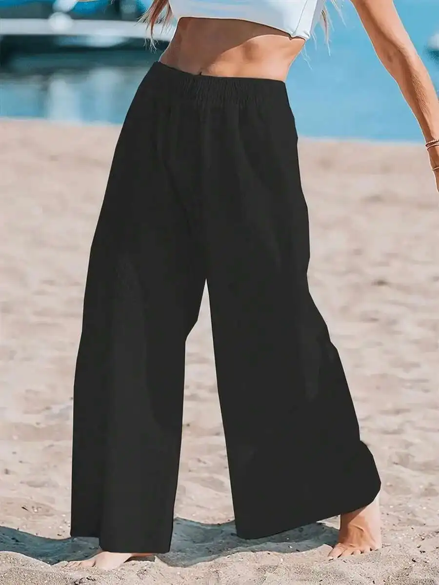 Women High Waist Loose Wide Le - Linen Pant Wide reseña y precio