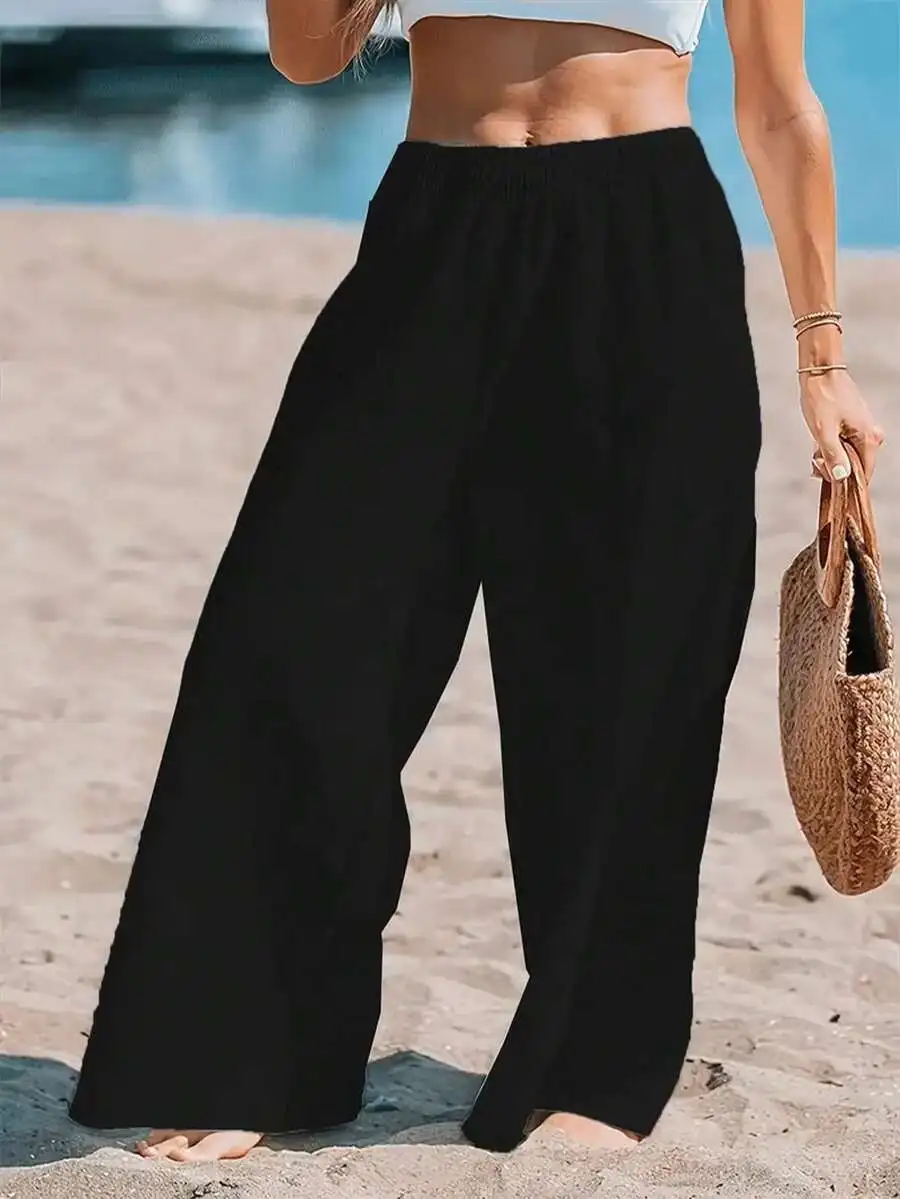 Women High Waist Loose Wide Le - Linen Pant Wide reseña y precio