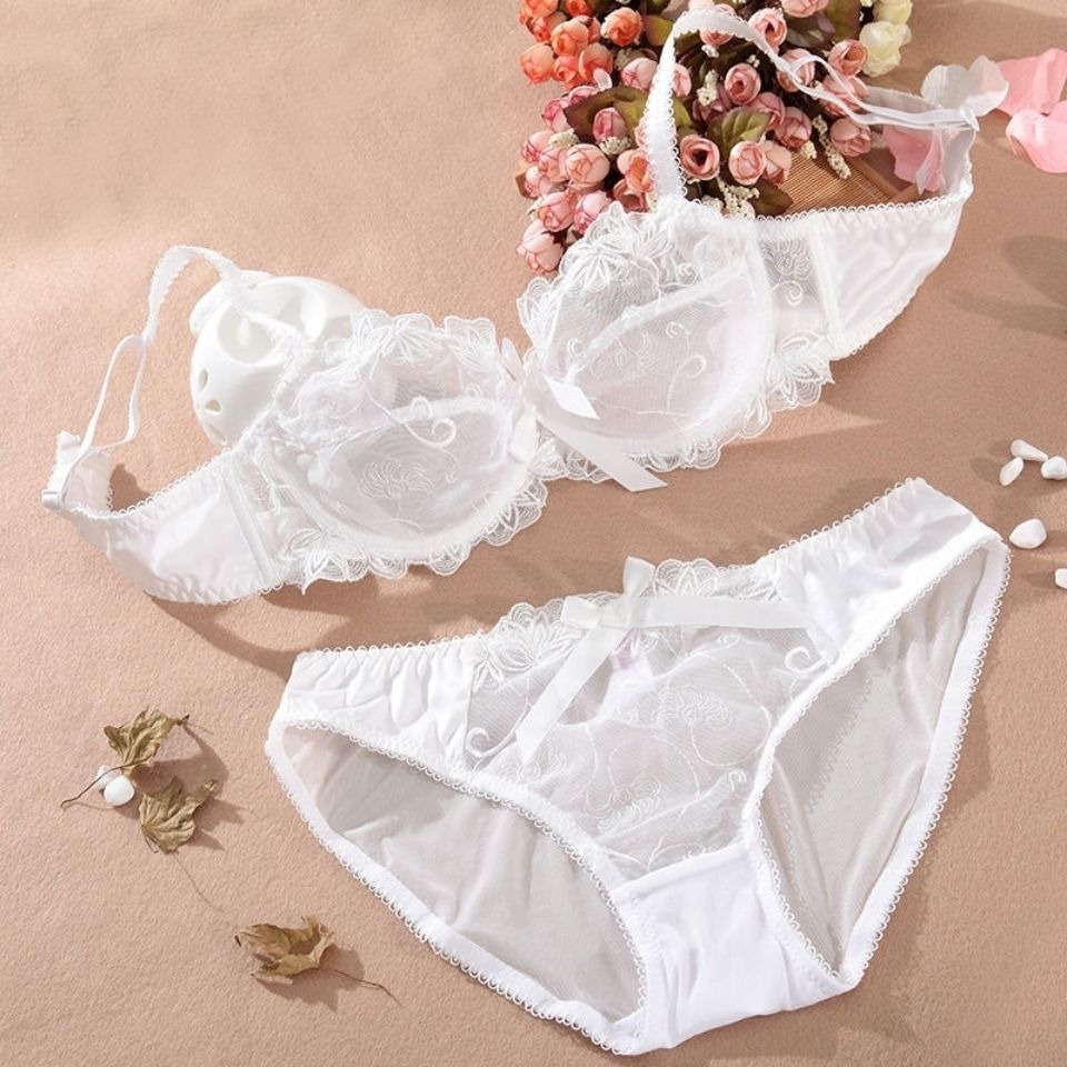 Women Bra and Panty French Emb - Bralette Triangle Set reseña y precio