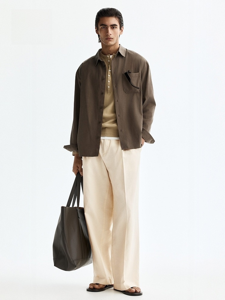 H&M Men's Loose Linen Blend Ca - Linen Pant Wide reseña y precio