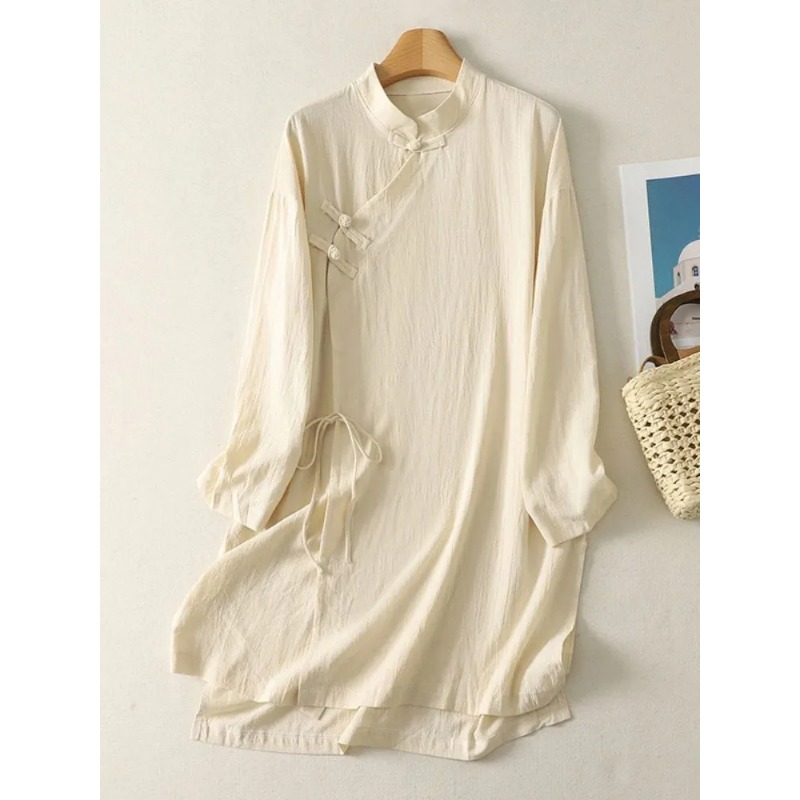 Women's Chinese Style Frog But - Linen Dress Wrap reseña y precio