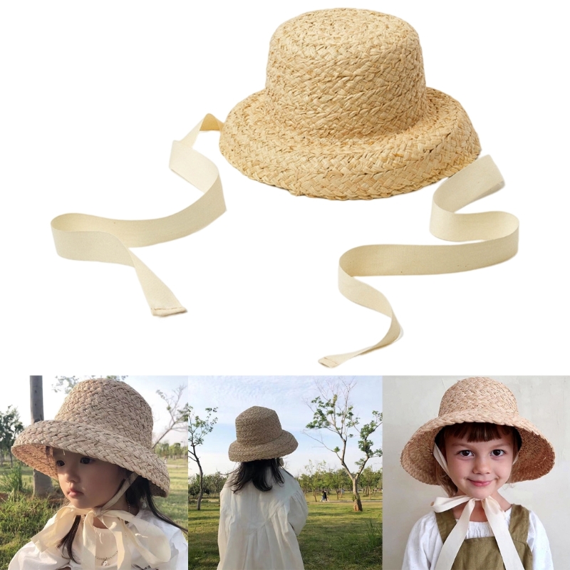 Handwoven Kids Straw  Cap Girl - Hat Floppy Wide reseña y precio