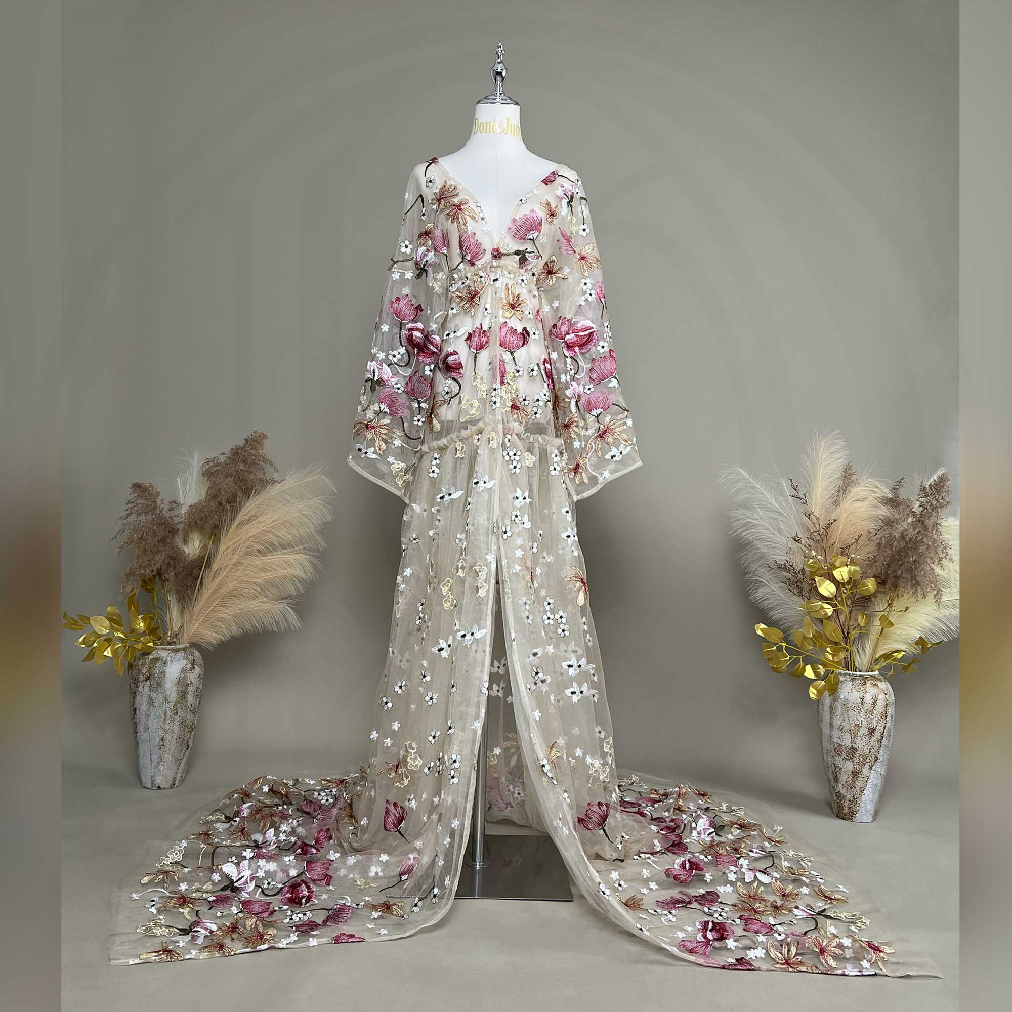 Don&Judy Butterfly Appliqués a - Kimono Sheer Floral reseña y precio