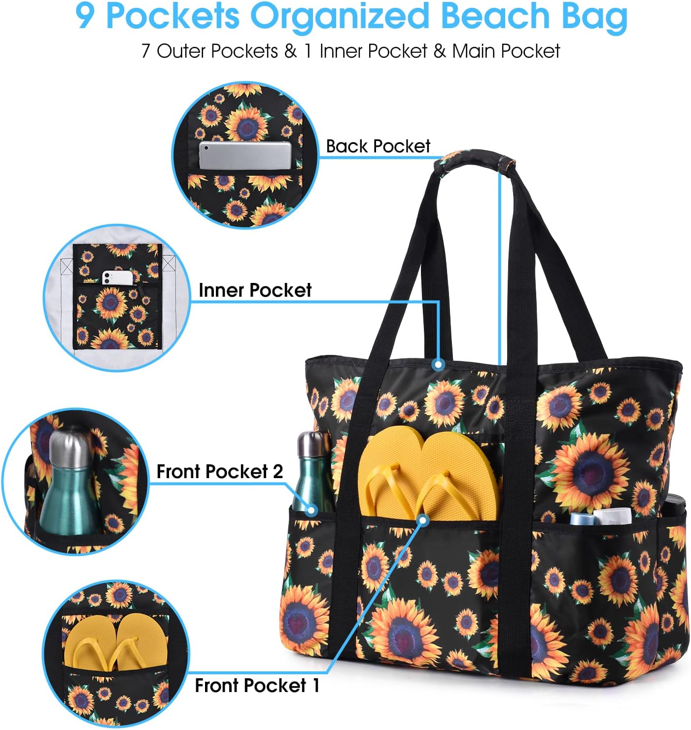 Large Beach Tote Bag for Women - Tote Bag Beach reseña y precio