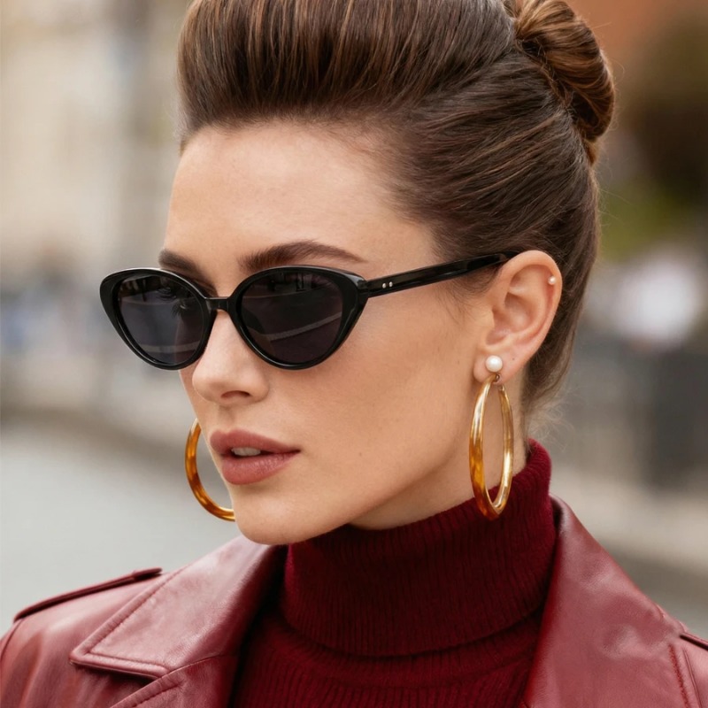 Rivets Brown Fashion Cat Eye S - Sunglasses Cat Eye reseña y precio