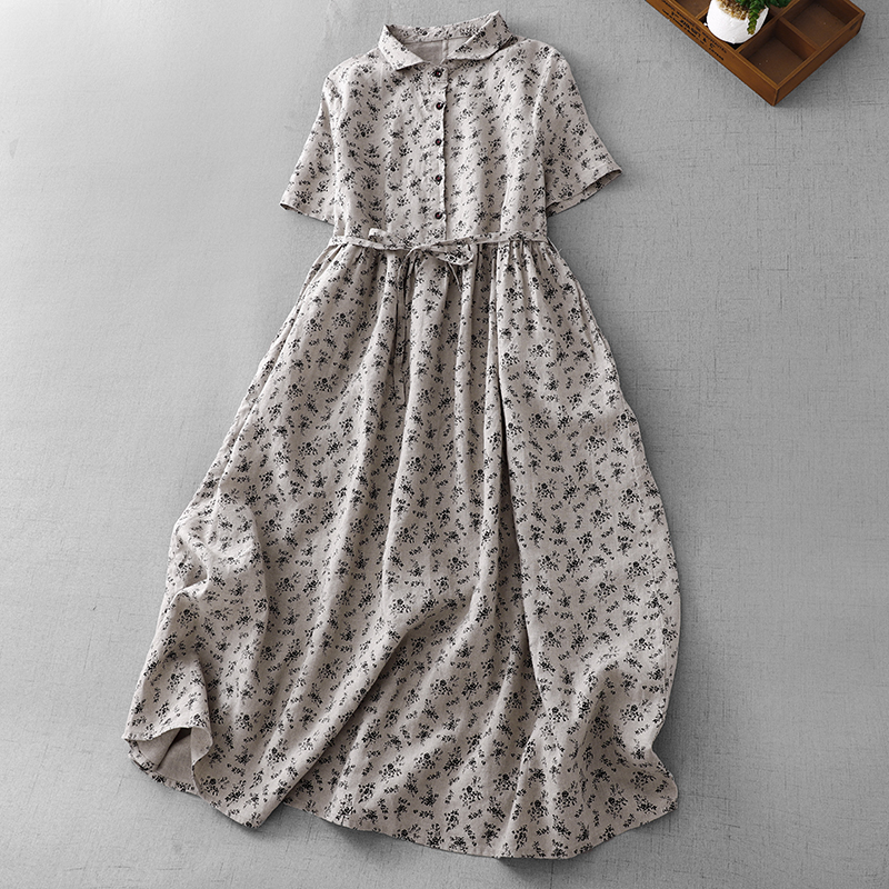 Summer Floral Cotton Linen Dr  - Midi Skirt Floral reseña y precio