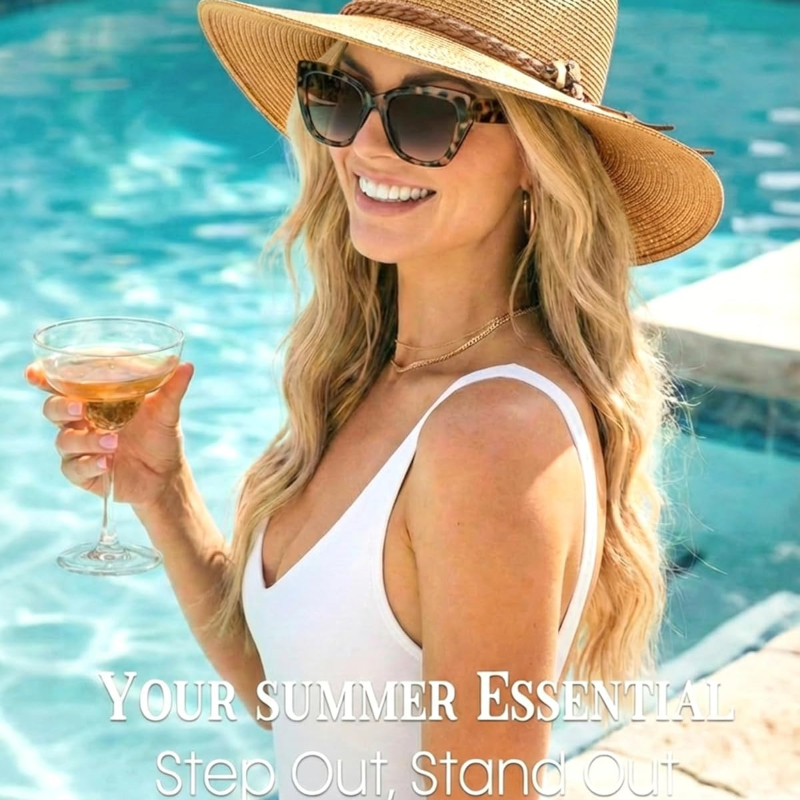 1pc Summer Straw Beach Sun Hat - Hat Floppy Wide reseña y precio