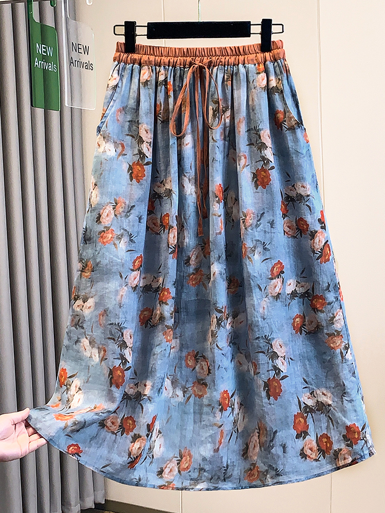 Fashionable Artistic Large Siz - Midi Skirt Floral reseña y precio