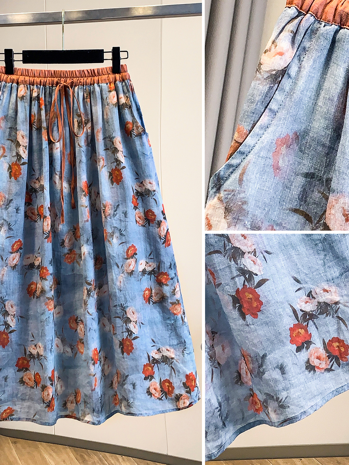 Fashionable Artistic Large Siz - Midi Skirt Floral reseña y precio