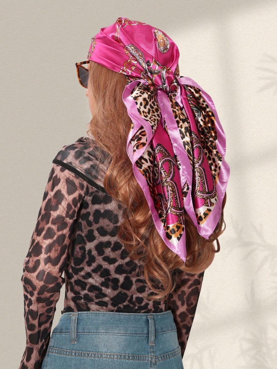 1pc Leopard Print Chain & Flor - Headband Summer Knit reseña y precio