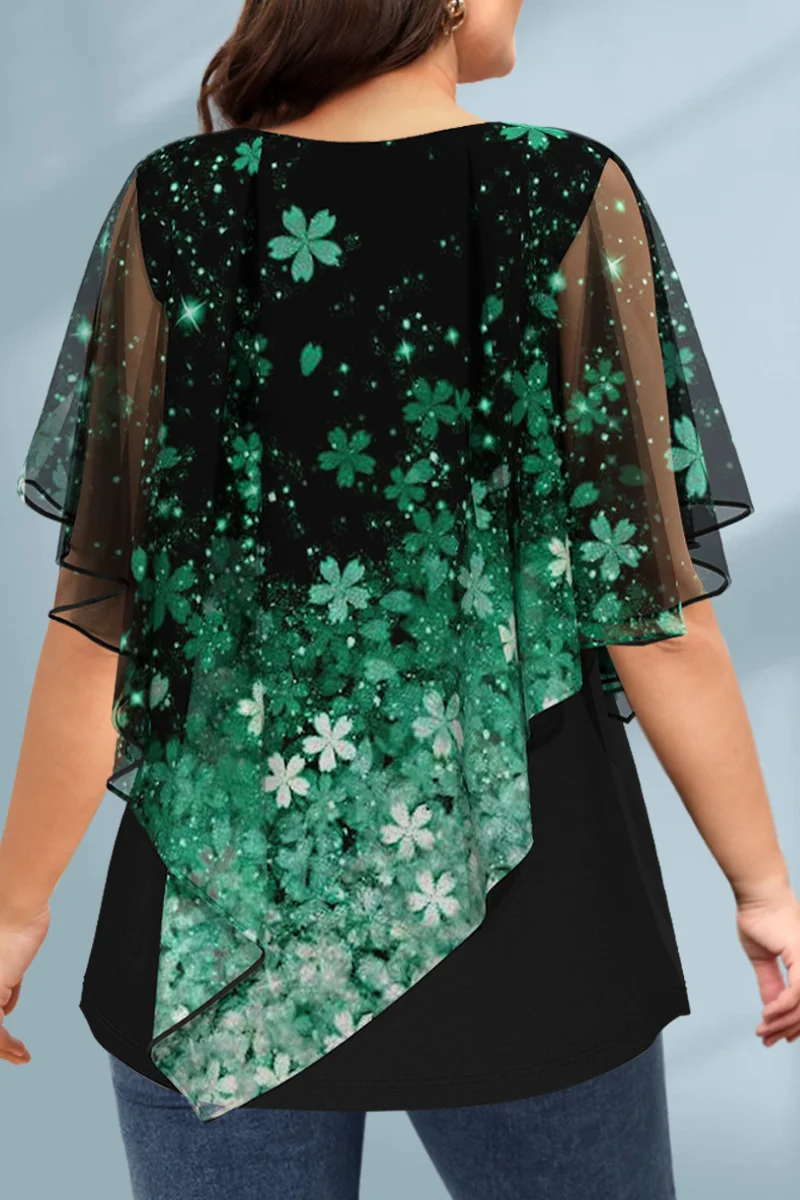 Women's Plus Size Blouse Chiff - Romper Floral Print reseña y precio