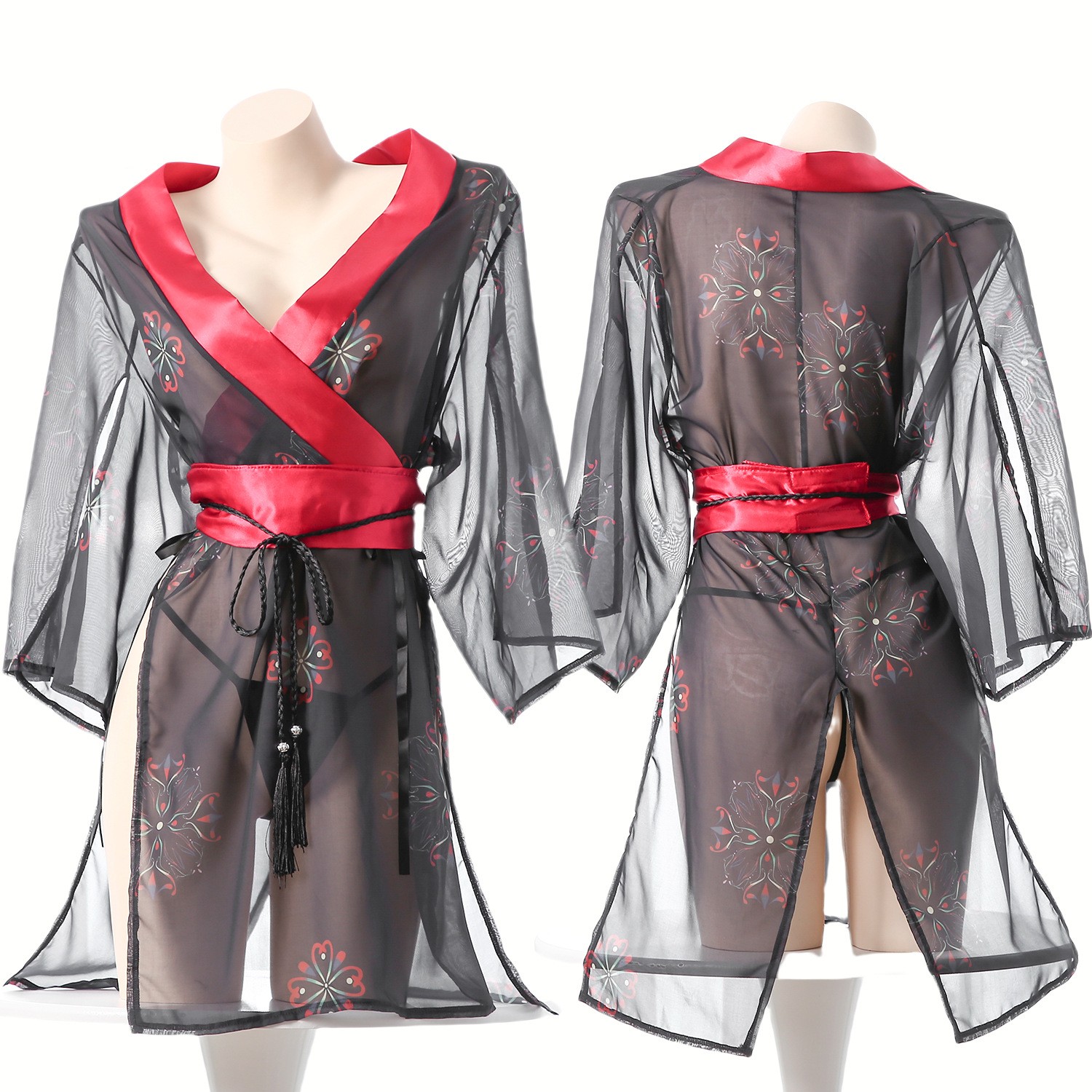 Women's Black Sheer Mesh Japan - Kimono Sheer Floral reseña y precio