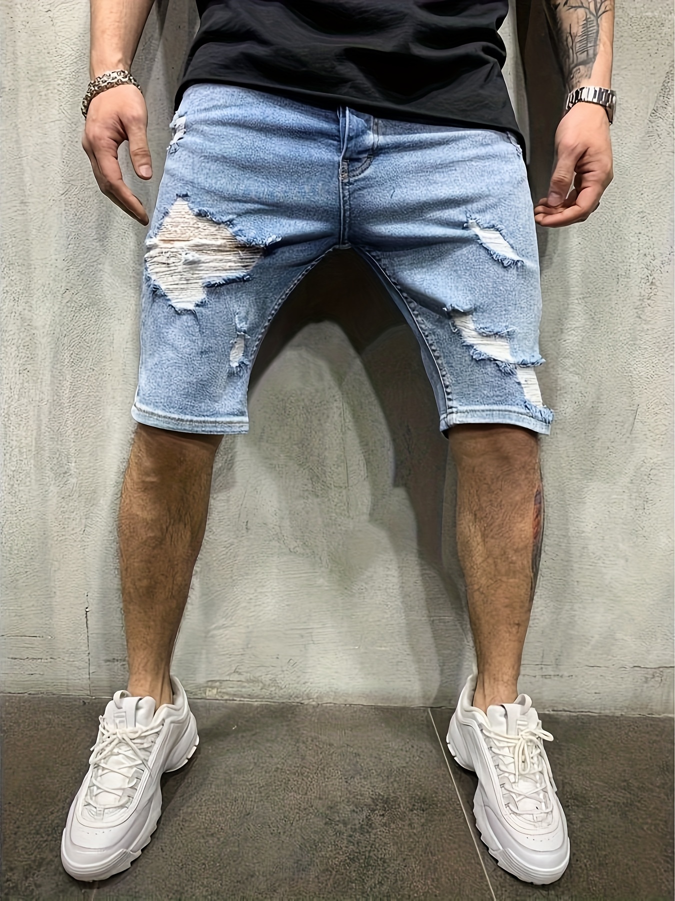 Men's Summer Breathable Ripped - Shorts Denim Frayed reseña y precio