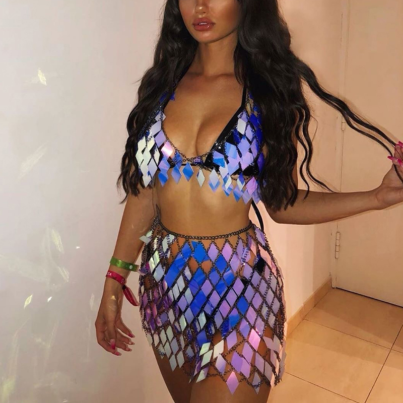 FestivalQueen Women's Sequined - Crop Top Crochet reseña y precio