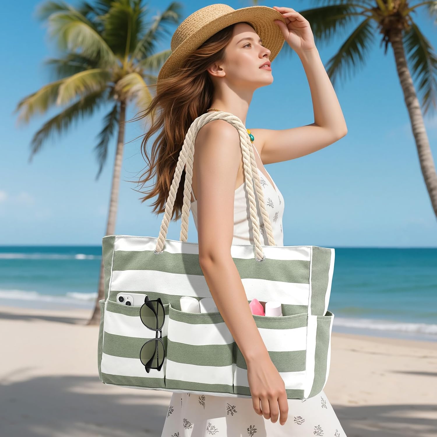Canvas Large Beach Tote Bag fo - Tote Bag Beach reseña y precio